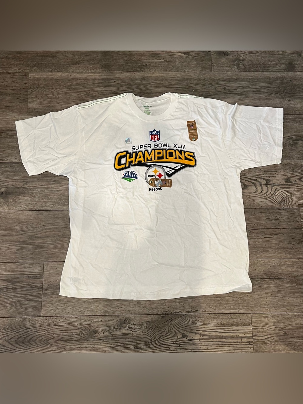 Reebok Pittsburgh Steelers NFL Super Bowl XLIII Champions T-shirt 2X Vintage NWT